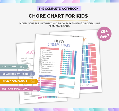 Responsibility Chore Chart for Kids | Printable Daily Tracker