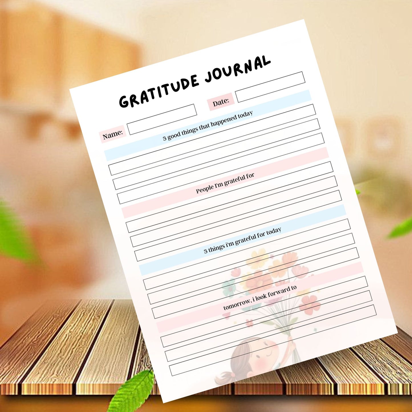 Kids Gratitude Journal Printable | Daily Thankfulness & Mindfulness Workbook for Children