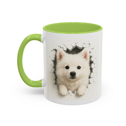White Samoyed Puppy Accent Coffee Mug — Cute Dog Breakthrough Design (11/15 oz)