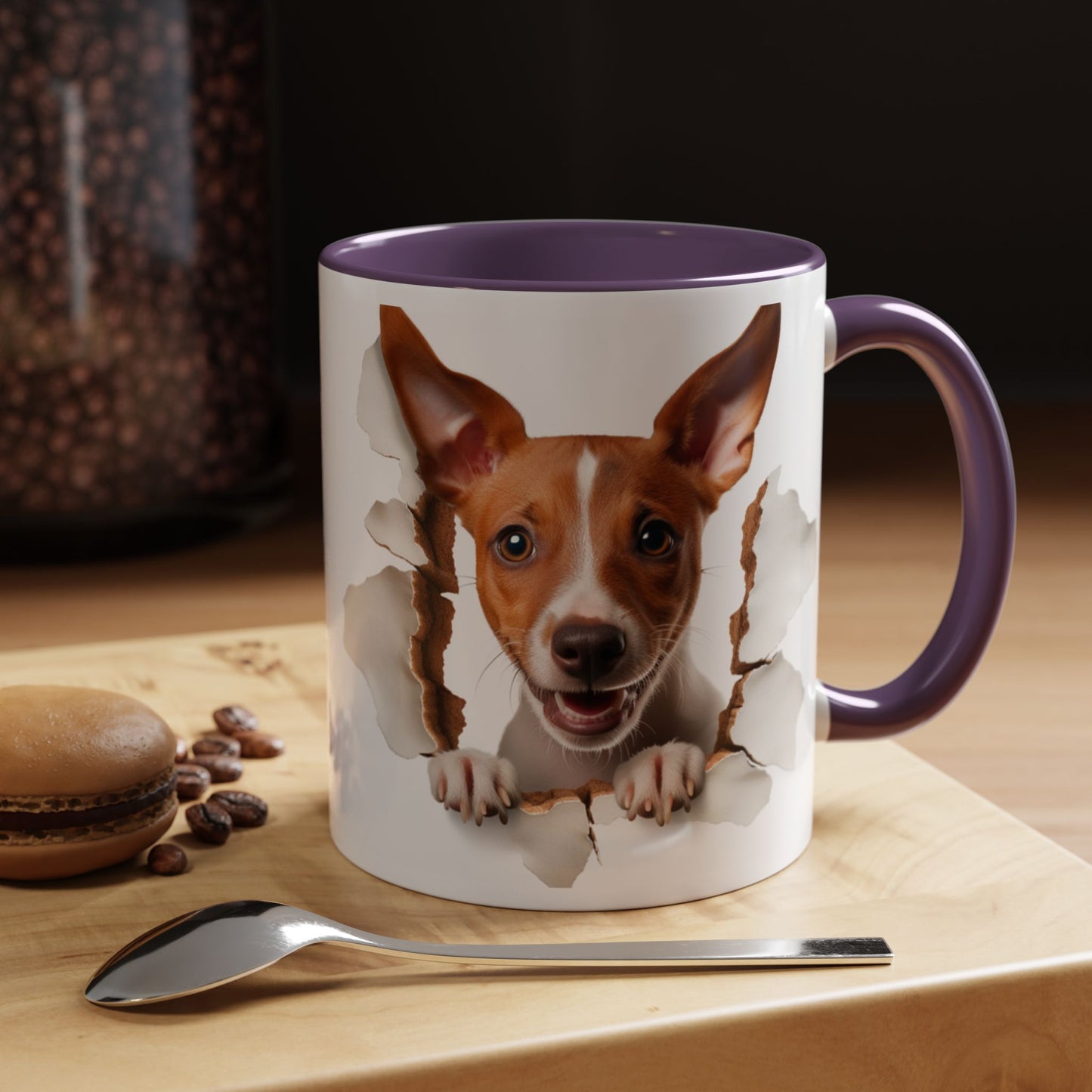 Basenji Puppy Peeking Accent Coffee Mug — Cute Dog Lover Gift (11/15 oz)
