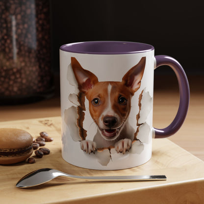 Basenji Puppy Peeking Accent Coffee Mug — Cute Dog Lover Gift (11/15 oz)