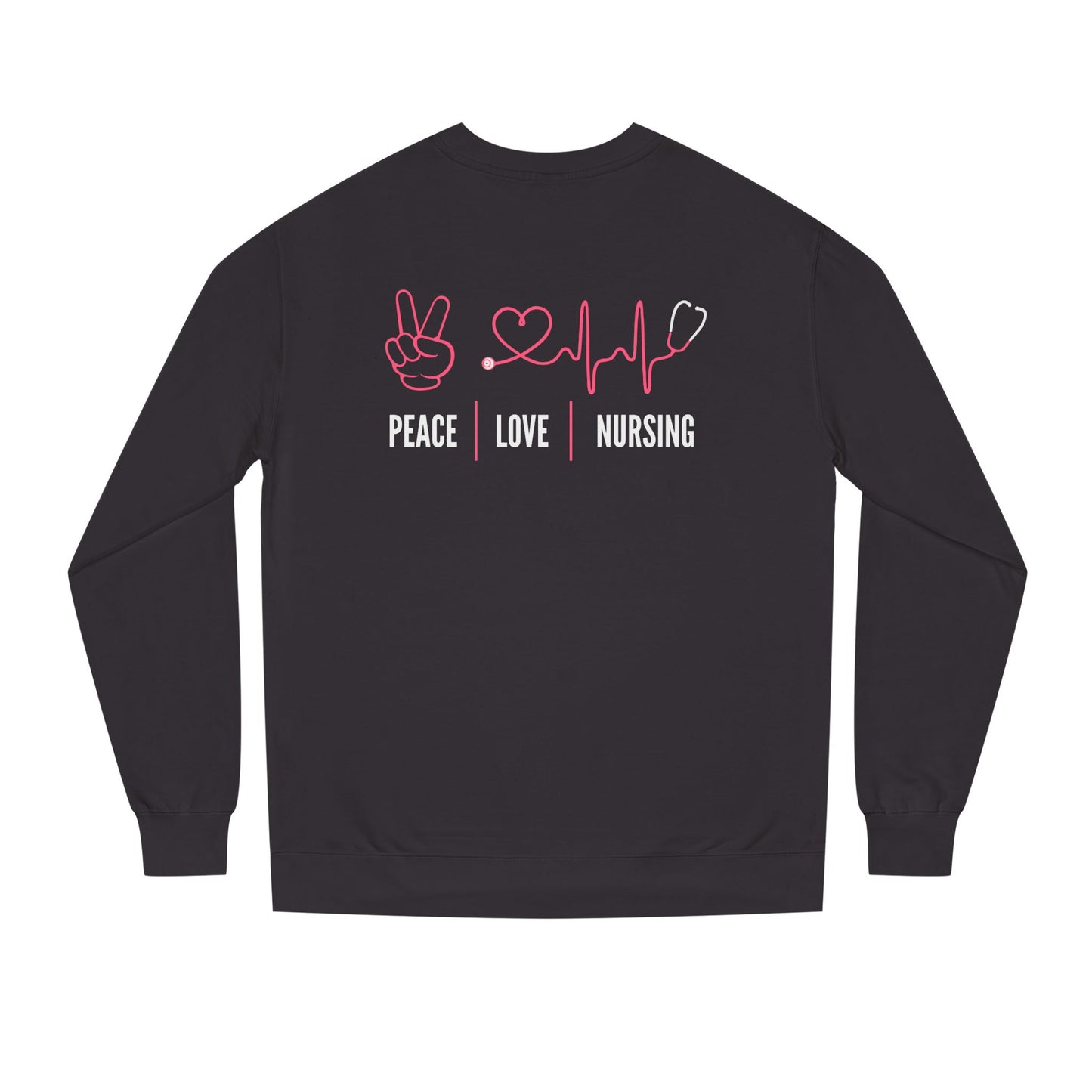 Peace Love Nursing Sweatshirt — Nurse Gifts, Heartbeat & Peace Sign Crewneck