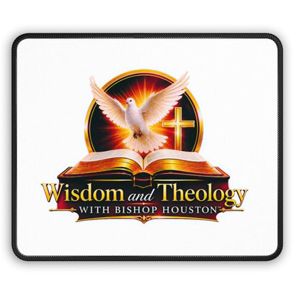 Wisdom and Theology Mouse Pad — Dove, Bible & Cross Religious Desk Mat