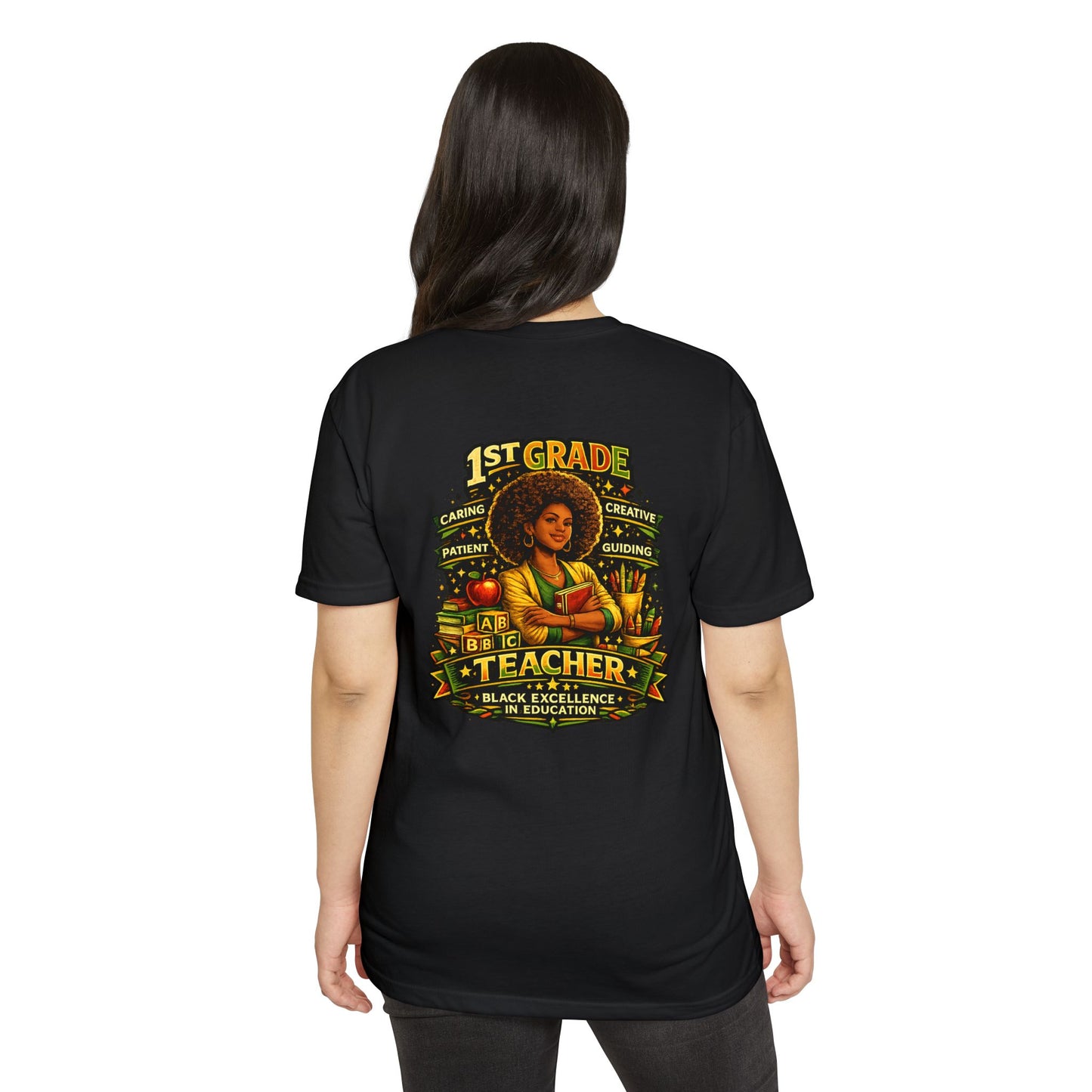 1st Grade Teacher T-Shirt — Black Excellence in Education Tee