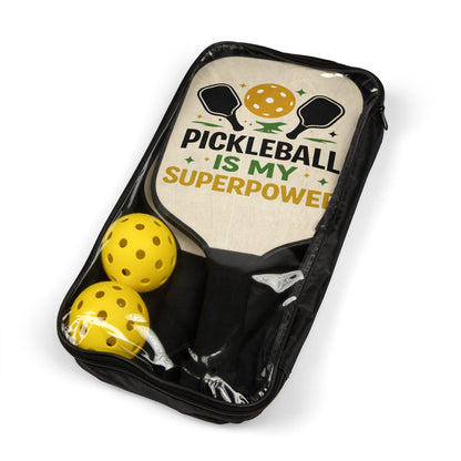Pickleball Paddle Set – 'Pickleball Is My Superpower' Paddle & Balls Kit