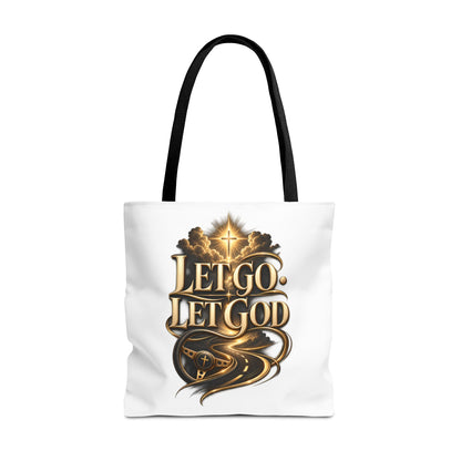 Let Go Let God Inspirational Tote Bag — Christian Faith Prayer Gift