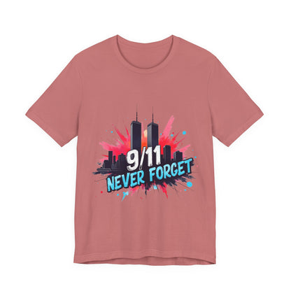 9/11 Never Forget T-Shirt — Patriotic Memorial Tee with Twin Towers Graphic