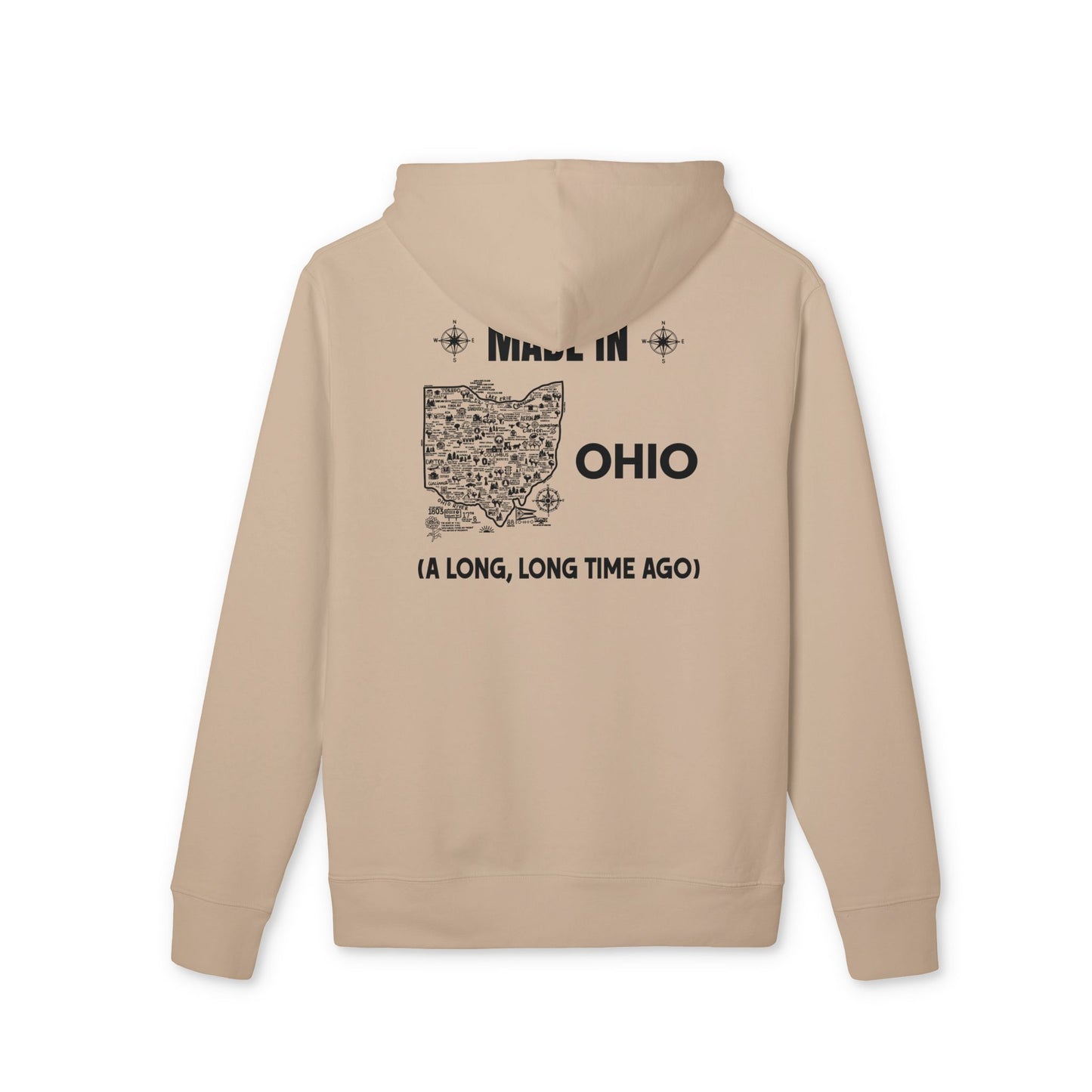 Ohio Map Hoodie — "Made in Ohio (A Long, Long Time Ago)" Retro State Pride Pullover