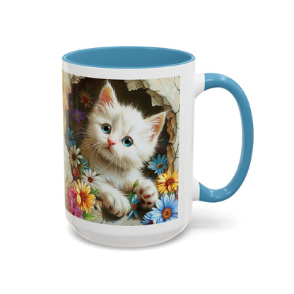 Cute Kitten Floral Accent Coffee Mug (11/15oz)