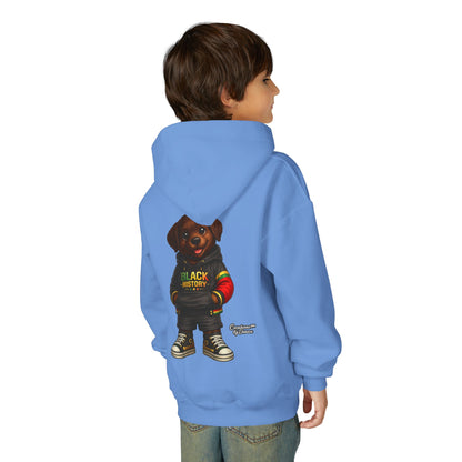 Youth Hoodie - Cute Rottweiler Puppy 'Black History' Graphic Sweatshirt for Kids