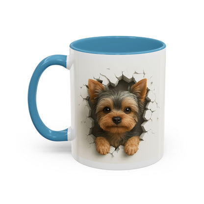 Yorkshire Terrier Peekaboo Coffee Mug – Cute Yorkie Dog Accent Mug (11/15oz)