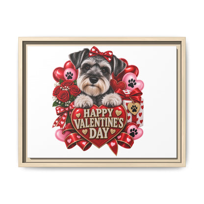 Valentine’s Day Schnauzer Framed Canvas