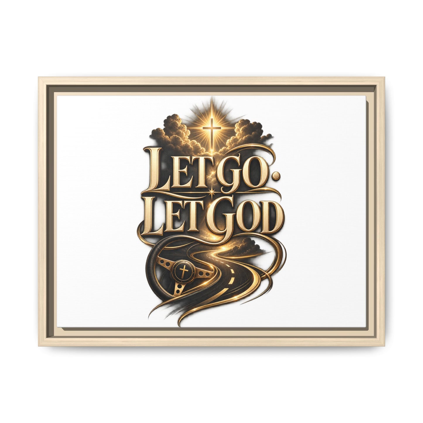 Let Go, Let God Framed Canvas Wall Art — Inspirational Christian Decor