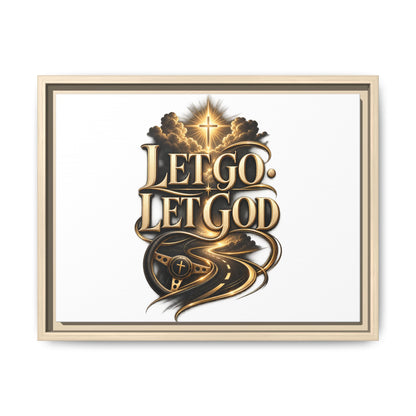 Let Go, Let God Framed Canvas Wall Art — Inspirational Christian Decor