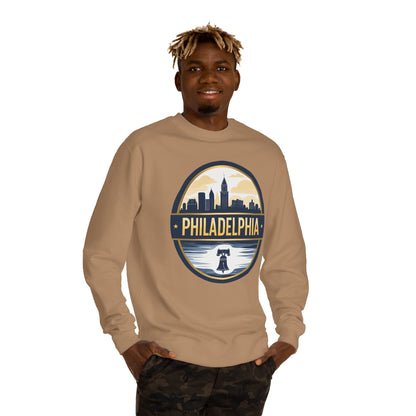 Philadelphia Skyline Crewneck Sweatshirt — Retro Liberty Bell Cityscape