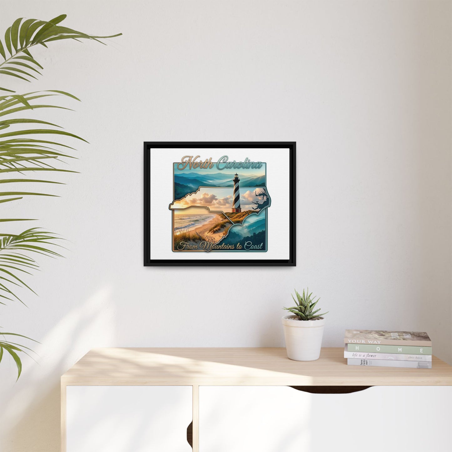 North Carolina Matte Canvas Wall Art — "From Mountains to Coast" Framed Print