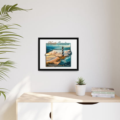 North Carolina Matte Canvas Wall Art — "From Mountains to Coast" Framed Print