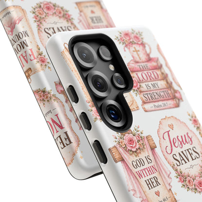 Faith Phone Case — 'Jesus Saves' Floral Christian Scripture iPhone Case