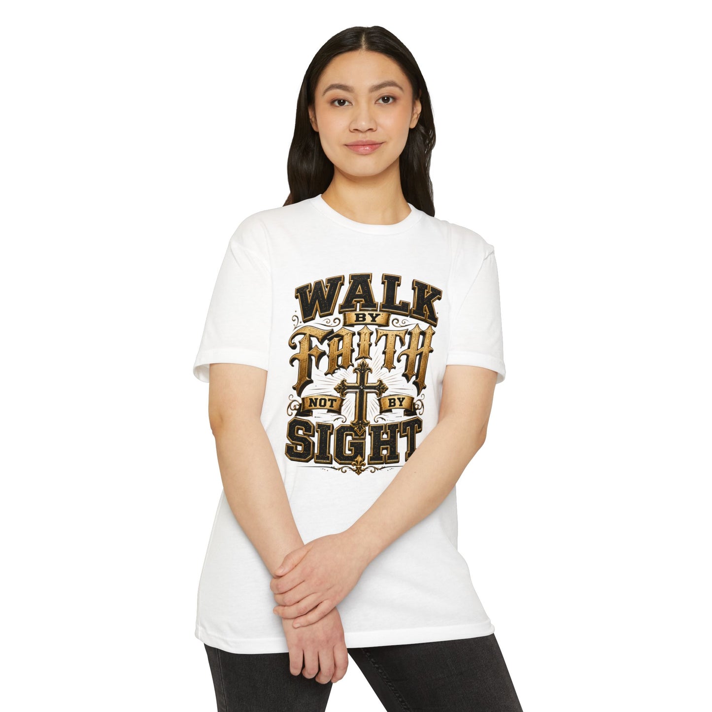Walk By Faith T-Shirt — Christian Cross Inspirational Graphic Tee