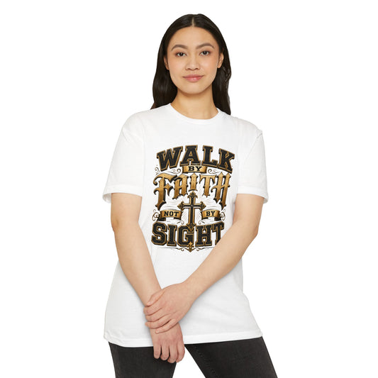 Walk By Faith T-Shirt — Christian Cross Inspirational Graphic Tee
