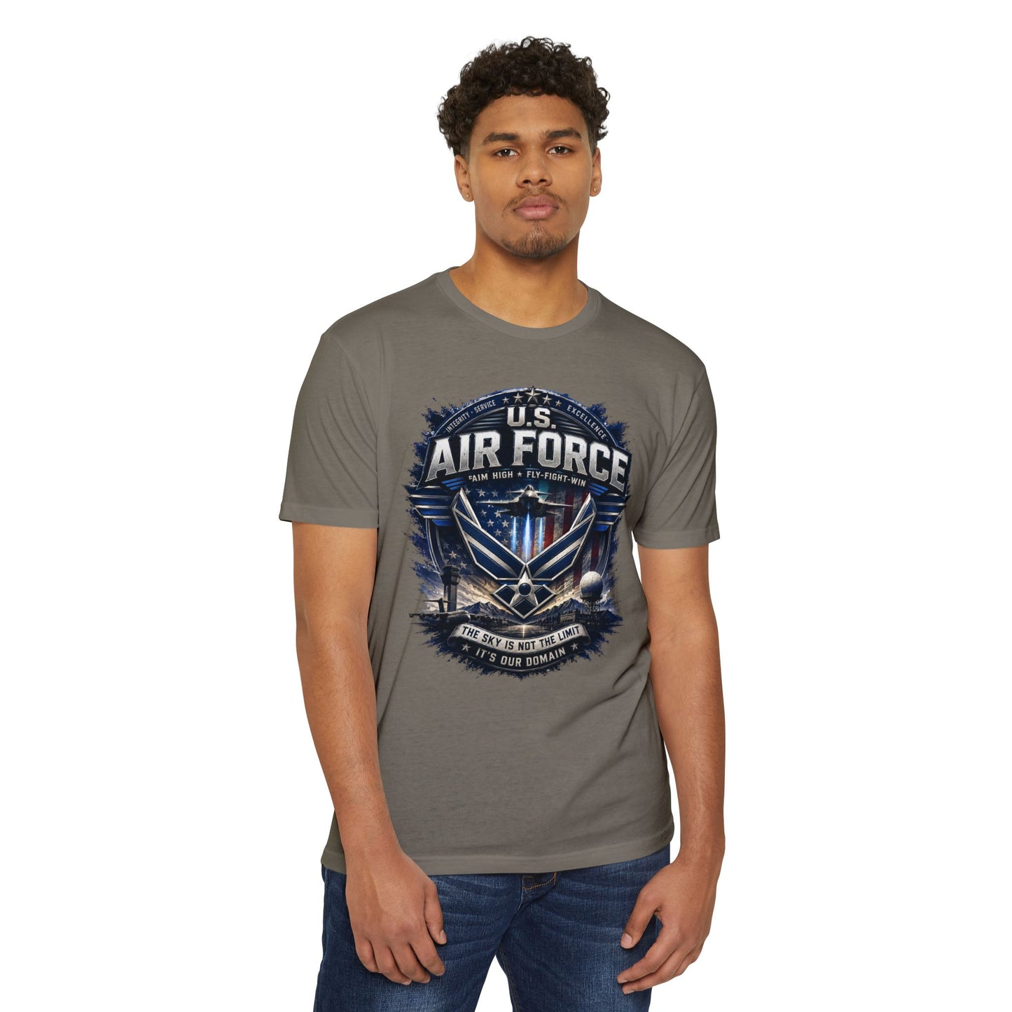 U.S. Air Force Graphic T-Shirt — Military Emblem Tee ("The Sky Is Not The Limit")