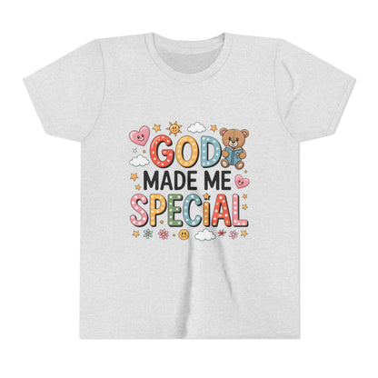 Youth Tee — "God Made Me Special" Cute Christian Kids T-Shirt