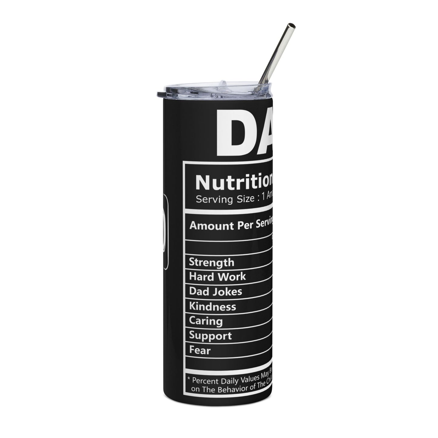 Best Dad Ever Stainless Steel Tumbler — 20oz Travel Cup with 'Nutrition Facts' Design