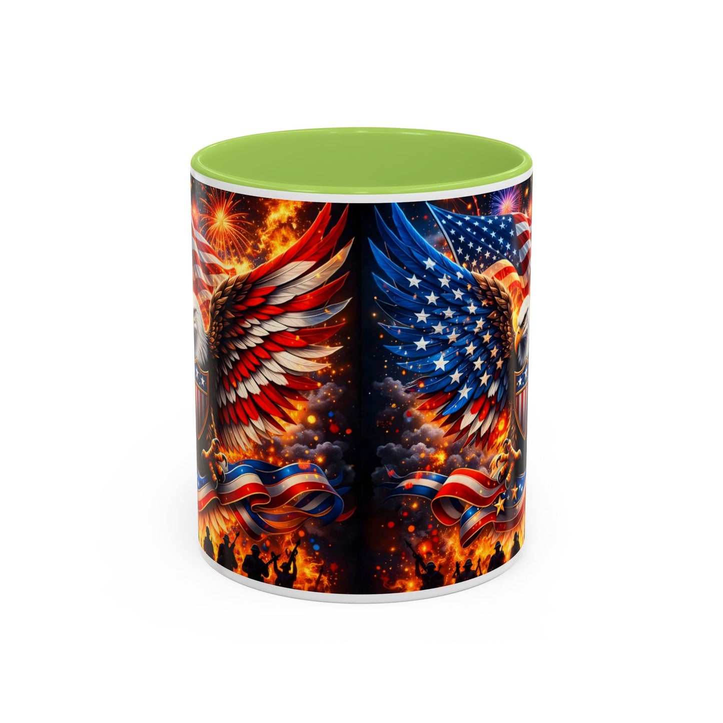 Patriotic Eagle Coffee Mug — American Flag Bald Eagle Accent Mug (11/15oz)