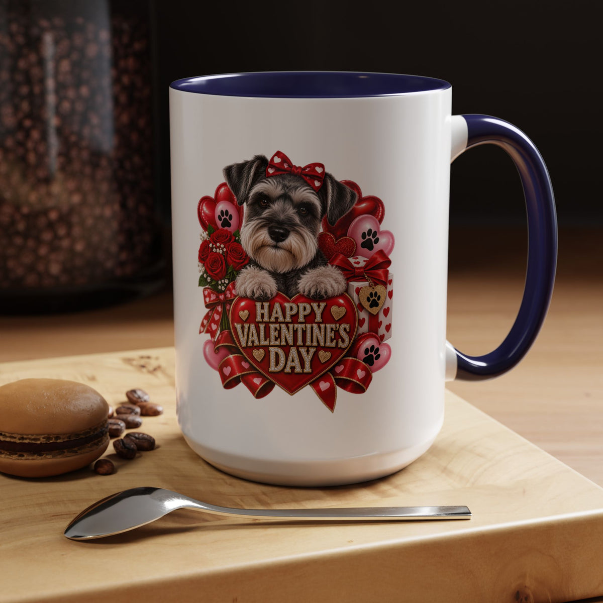 Valentine’s Day Dog Coffee Mug — "Happy Valentine’s Day" Accent Mug