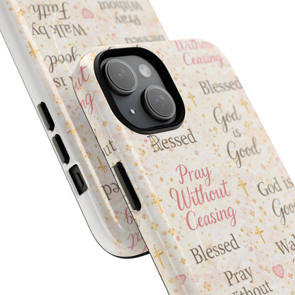 Christian Faith Magnetic Phone Case — "Pray Without Ceasing" Patterned Tough Case