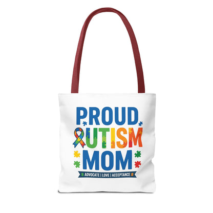 Proud Autism Mom Tote Bag — Advocate • Love • Acceptance Canvas Tote