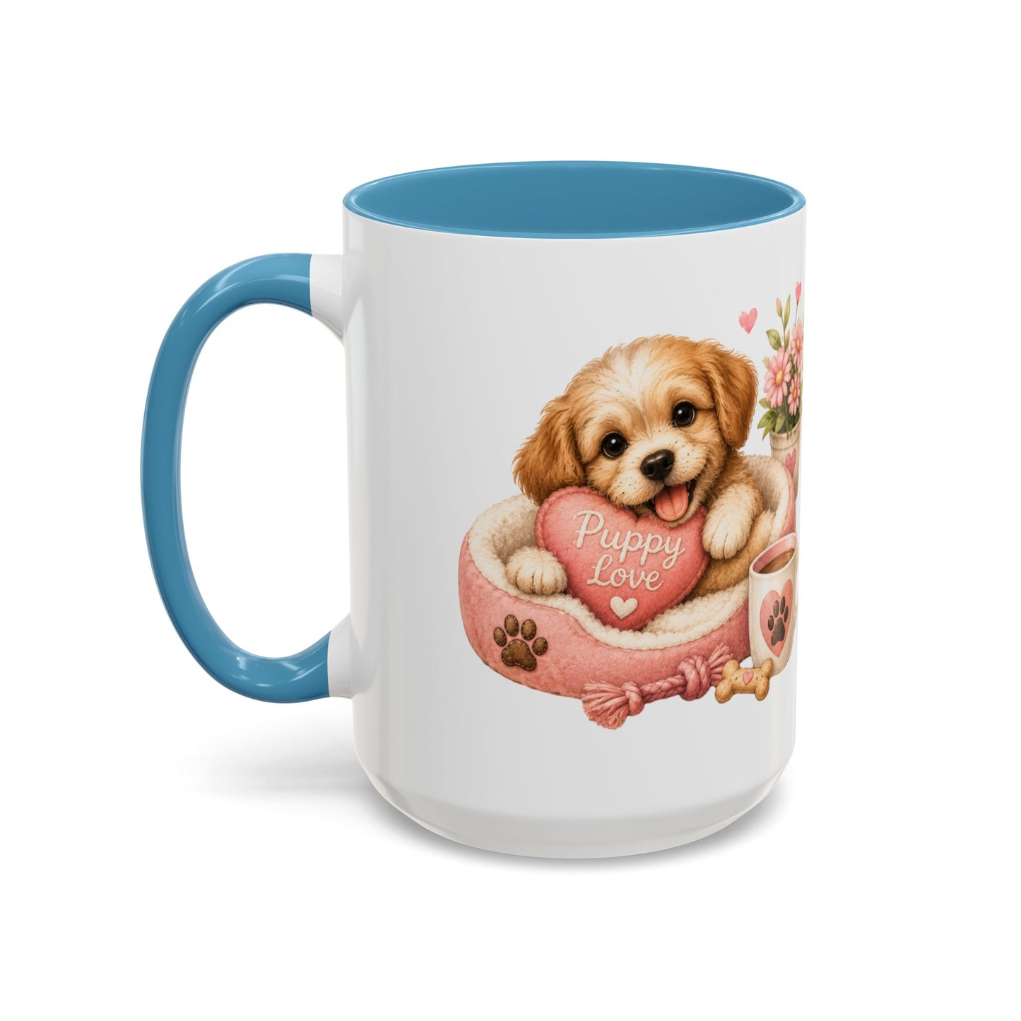 Puppy Love Coffee Mug — Cute Dog Heart Accent Mug (11/15oz)