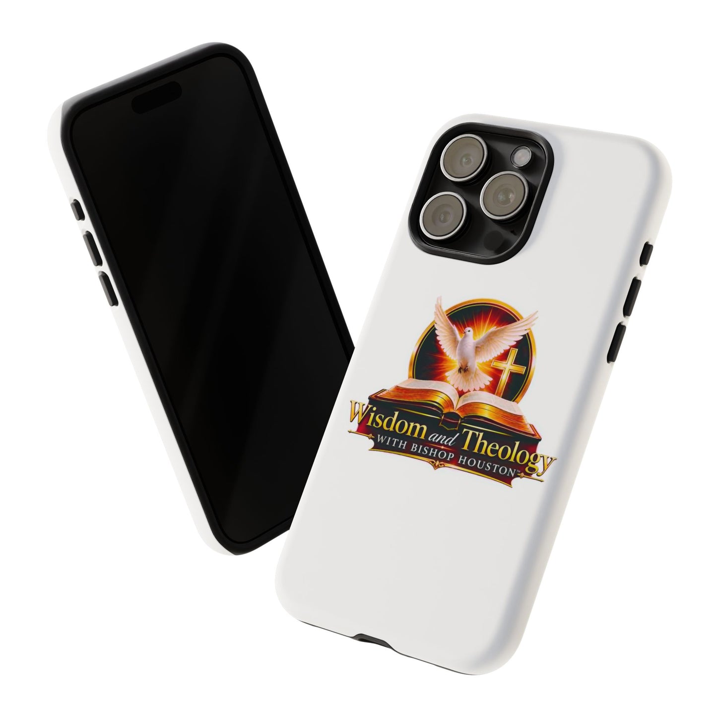 Wisdom and Theology Phone Case — Christian Dove & Cross Protective Tough Case