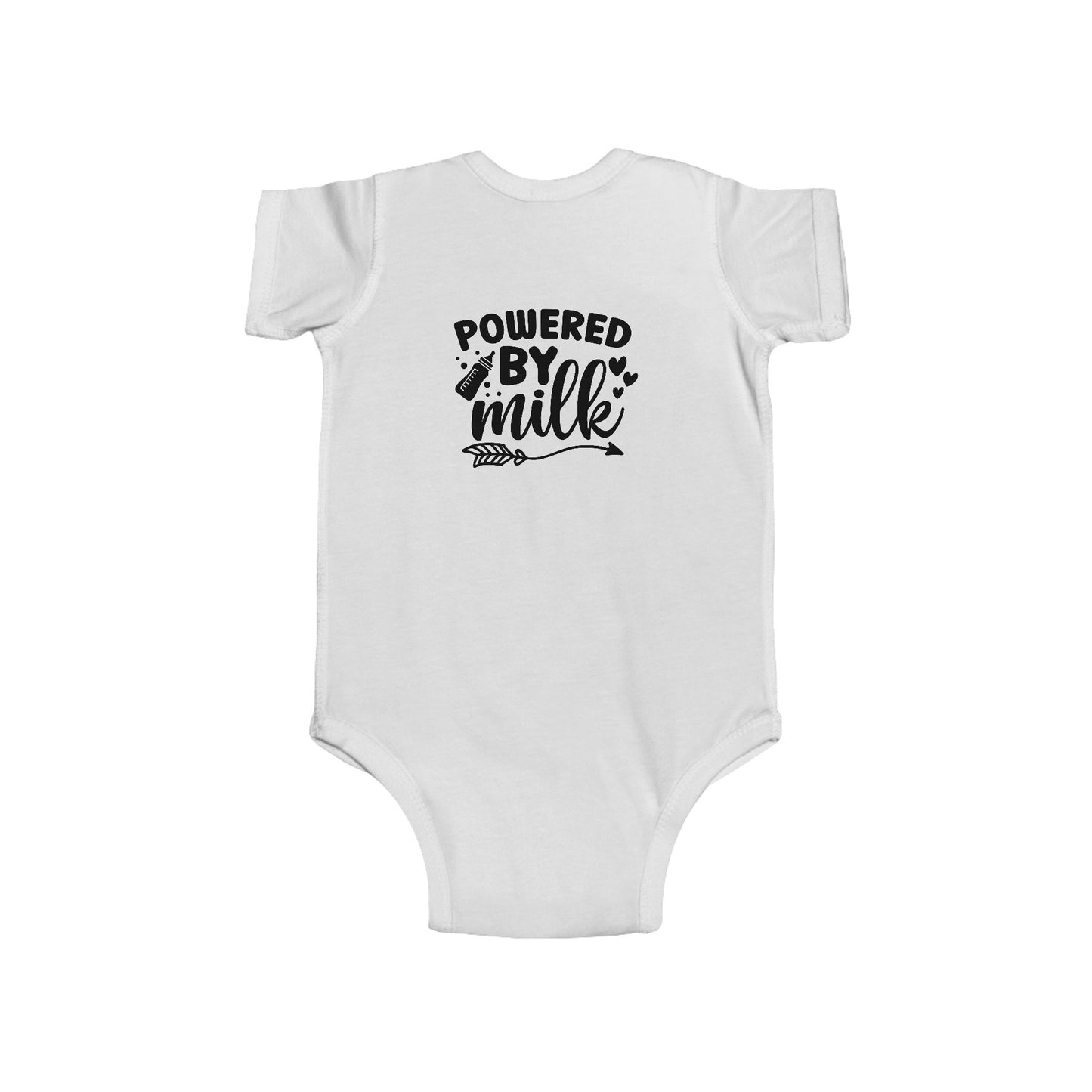 Baby Bodysuit - "Powered by Milk" Cute Infant Onesie, Newborn Gift