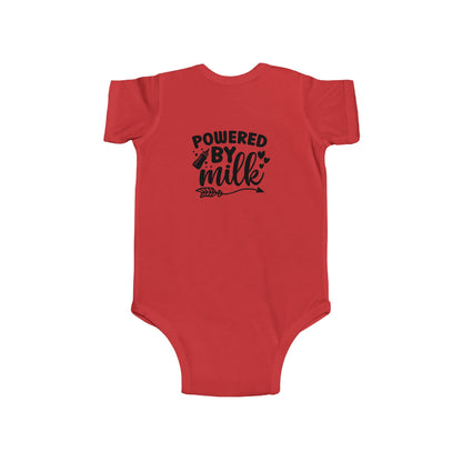 Baby Bodysuit - "Powered by Milk" Cute Infant Onesie, Newborn Gift
