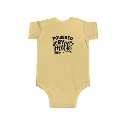 Baby Bodysuit - "Powered by Milk" Cute Infant Onesie, Newborn Gift