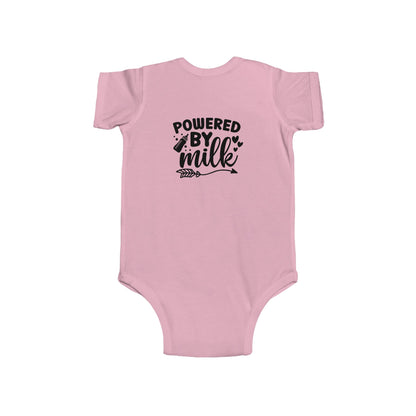 Baby Bodysuit - "Powered by Milk" Cute Infant Onesie, Newborn Gift