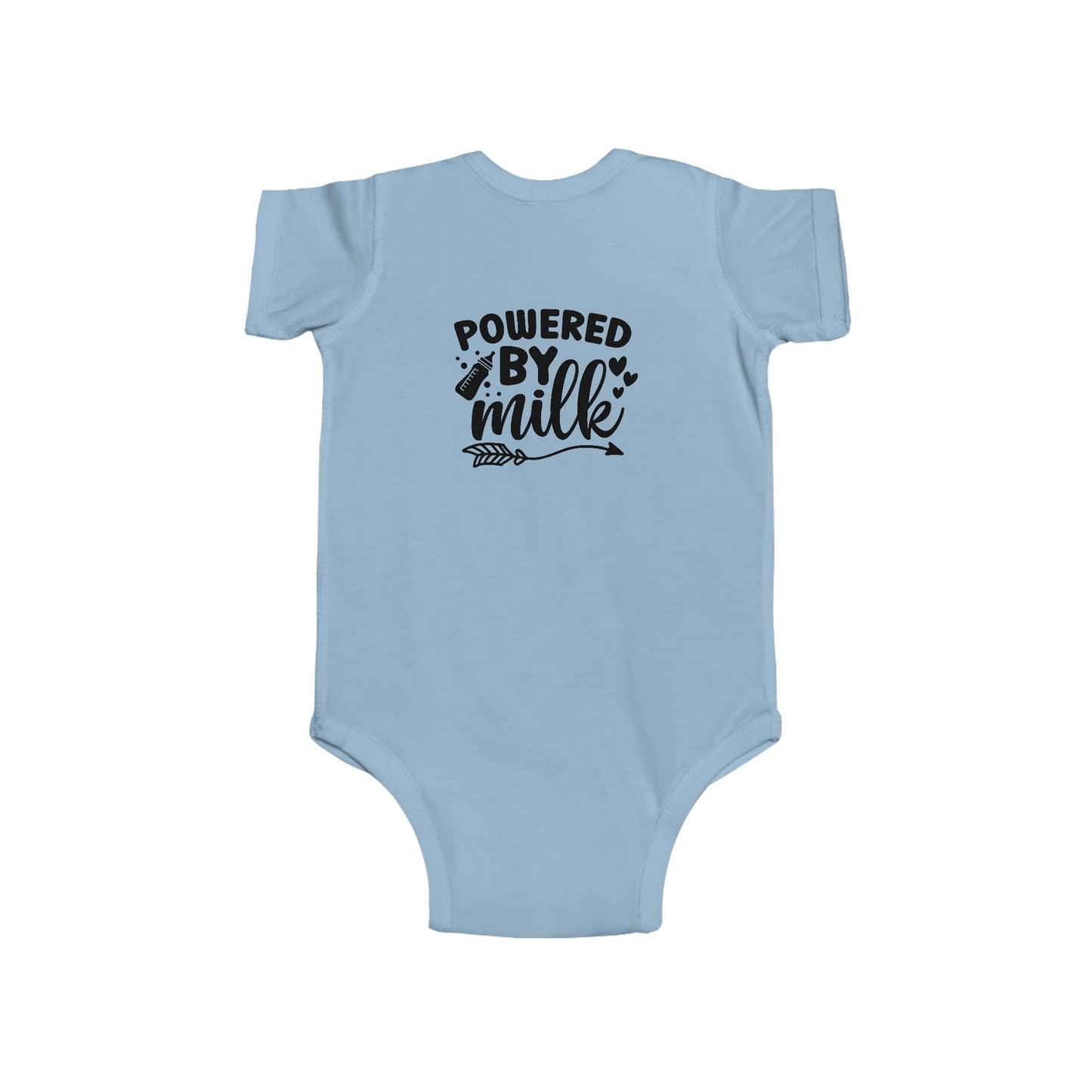 Baby Bodysuit - "Powered by Milk" Cute Infant Onesie, Newborn Gift