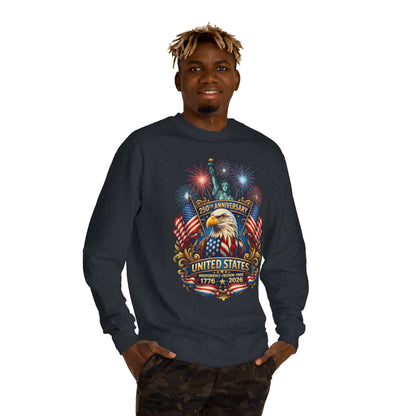 250th Anniversary United States Sweatshirt — Patriotic Eagle, Flags & Fireworks (1776–2026)