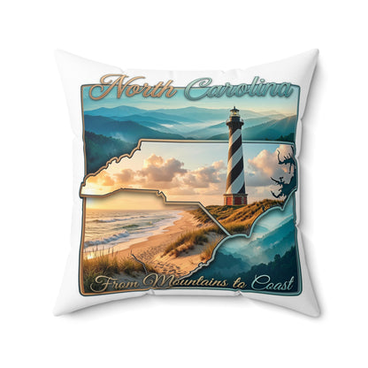 North Carolina Lighthouse Coastal Pillow — From Mountains to Coast Decorative Throw Pillow