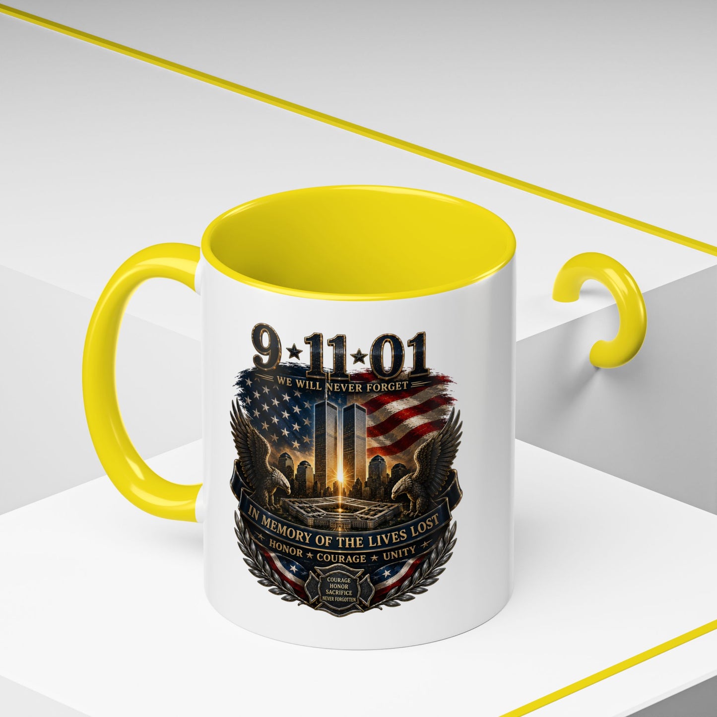 9·11 Memorial Coffee Mug — Never Forget Tribute Accent Mug (11/15oz)