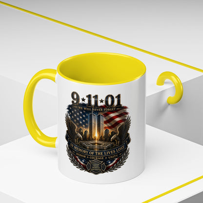 9·11 Memorial Coffee Mug — Never Forget Tribute Accent Mug (11/15oz)