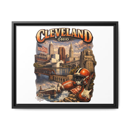 Cleveland Ohio Collage Framed Canvas Print