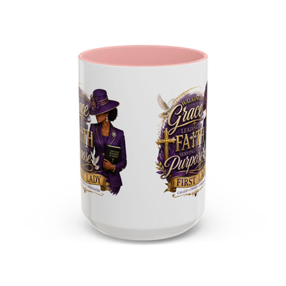Faith & Purpose Accent Coffee Mug — First Lady Church Design (11/15oz)