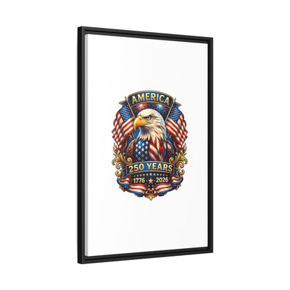 America 250th Anniversary Framed Canvas — Patriotic Bald Eagle Wall Art