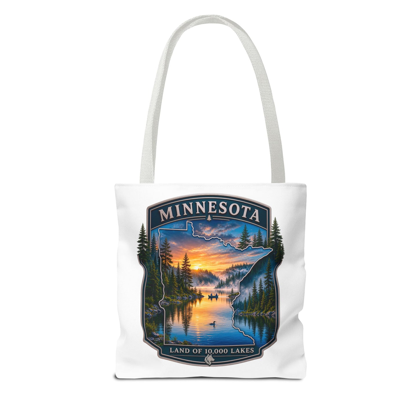 Minnesota Scenic Tote Bag — 'Land of 10,000 Lakes' Sunset Lake Design