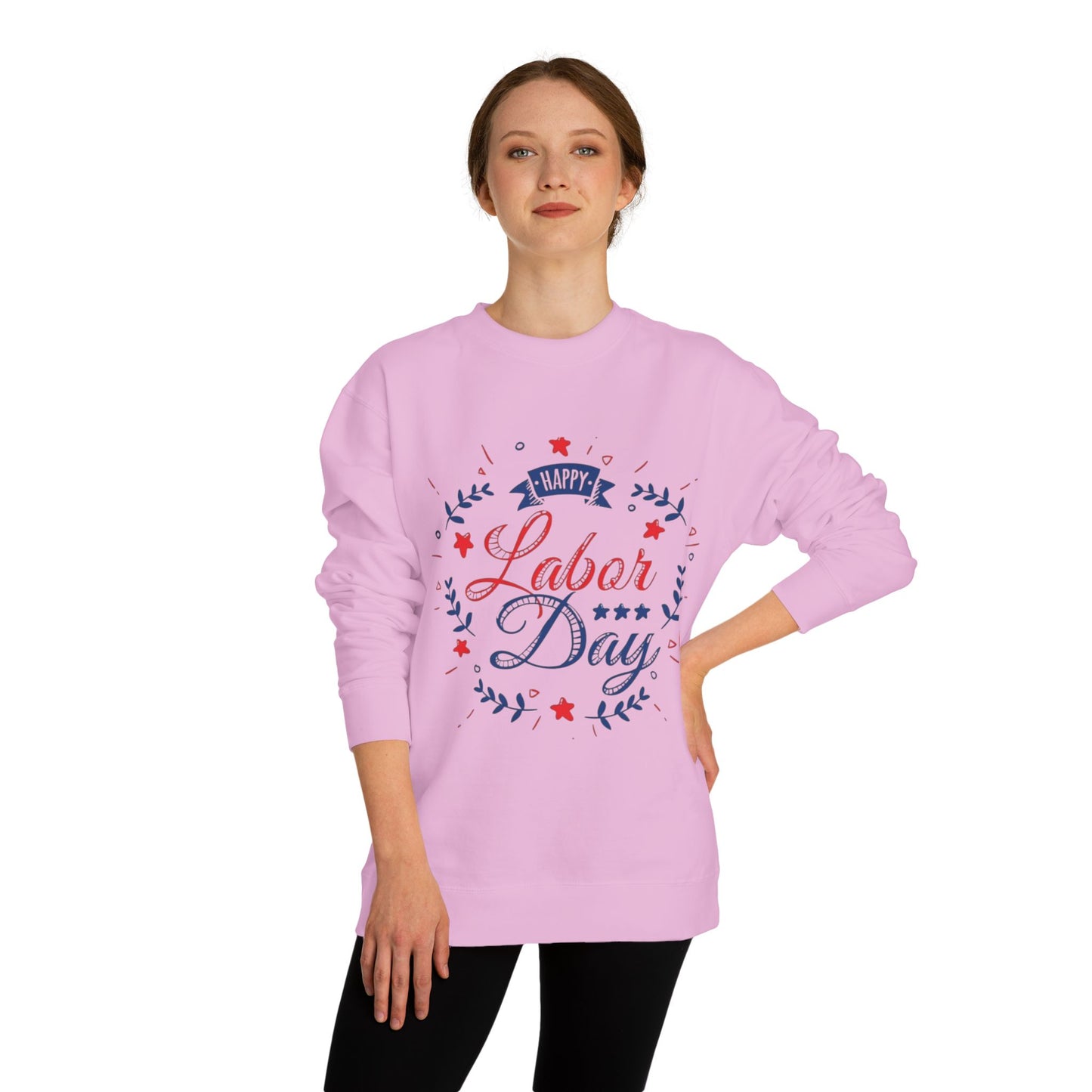 Happy Labor Day Crewneck Sweatshirt — Patriotic Red & Blue Holiday Pullover