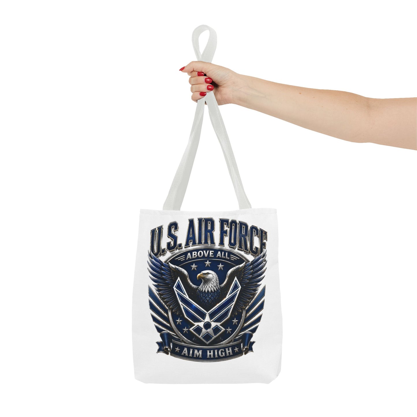 U.S. Air Force Eagle Tote Bag - "Aim High" Military Canvas Tote