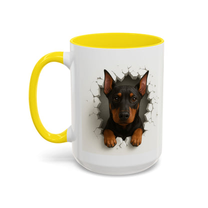 Doberman Peekaboo Accent Coffee Mug – Cute Dog Lover Gift (11/15oz)
