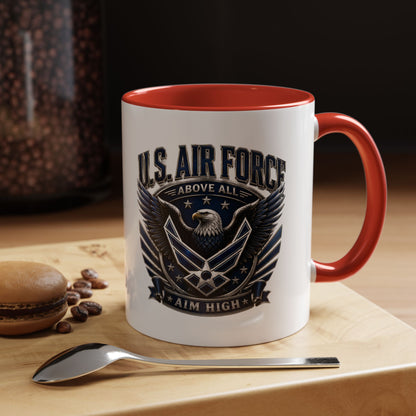 U.S. Air Force Eagle Coffee Mug – "Aim High" Accent Ceramic Mug (11/15oz)